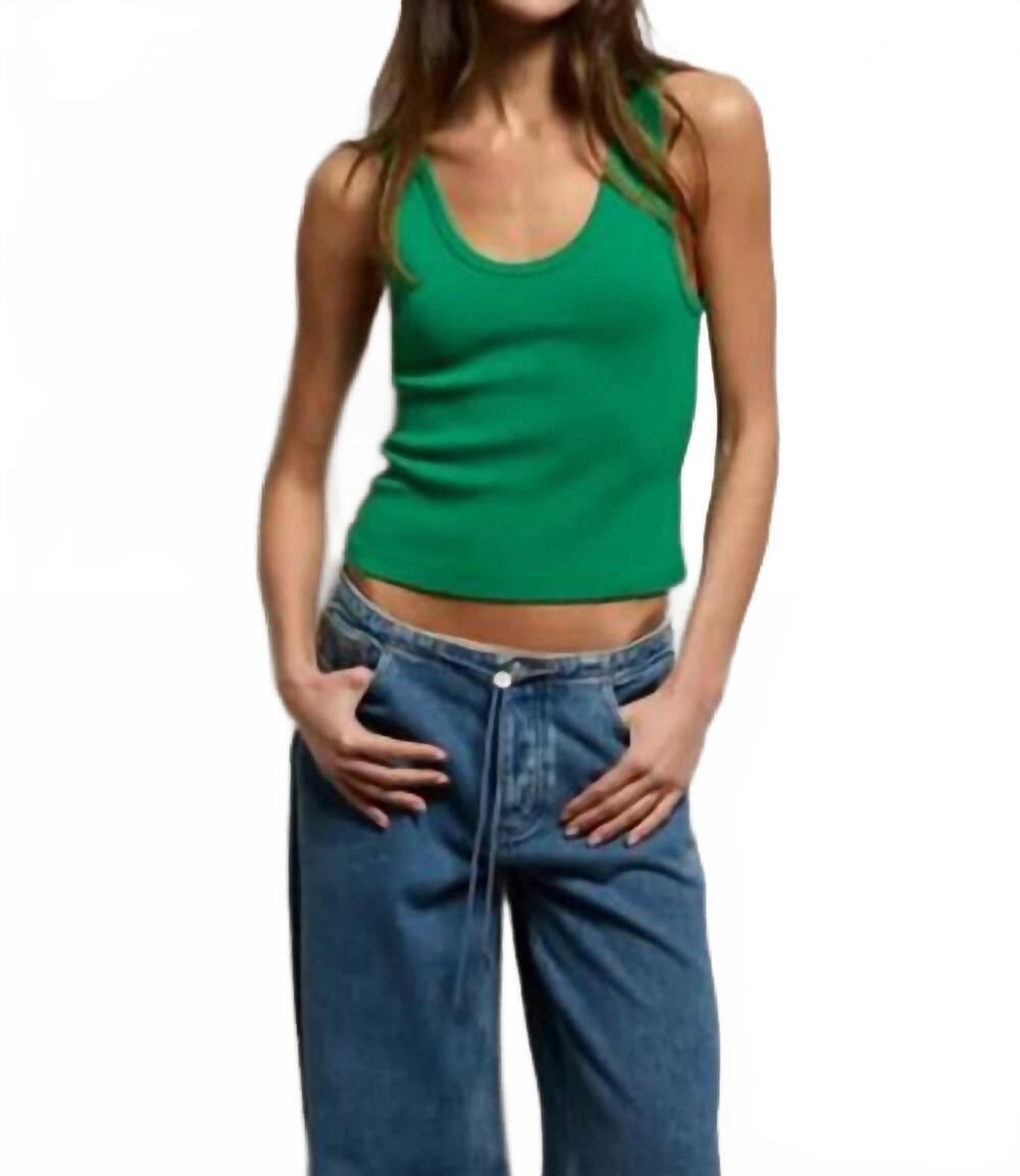 NEW PERFECTWHITETEE blondie strutted tank top in grass